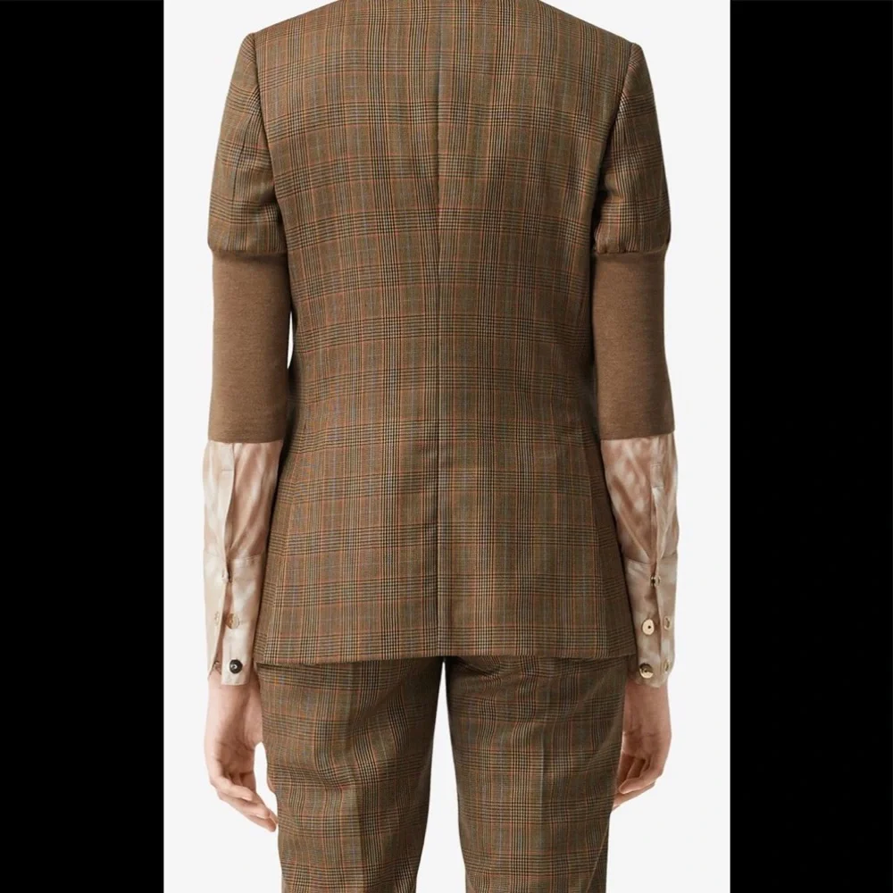 Burberry knitted sleeve houndstooth tailored wool jacket - Picture 4 of 14